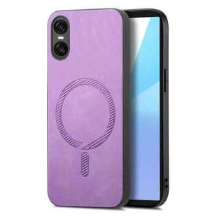For Sony Xperia 10 V Retro Magsafe Magnetic PU Back Cover Phone Case(Purple)