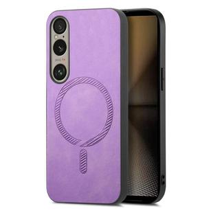 For Sony Xperia 1 VI Retro Magsafe Magnetic PU Back Cover Phone Case(Purple)