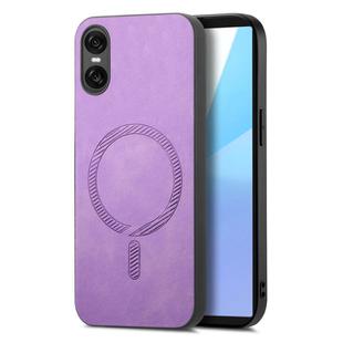 For Sony Xperia 10 VI Retro Magsafe Magnetic PU Back Cover Phone Case(Purple)