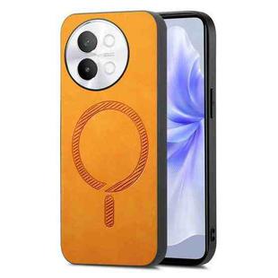 For vivo S18e 5G Retro Magsafe Magnetic PU Back Cover Phone Case(Yellow)