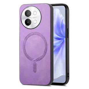 For vivo S18e 5G Retro Magsafe Magnetic PU Back Cover Phone Case(Purple)