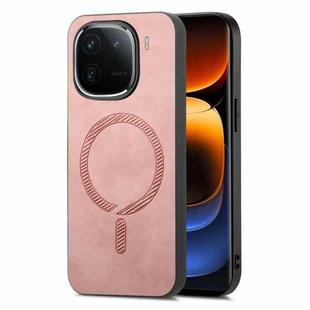 For vivo iQOO 12 Pro 5G Retro Magsafe Magnetic PU Back Cover Phone Case(Pink)