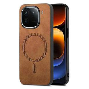 For vivo iQOO 12 Pro 5G Retro Magsafe Magnetic PU Back Cover Phone Case(Brown)