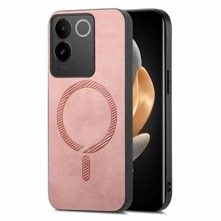 For vivo S17e Retro Magsafe Magnetic PU Back Cover Phone Case(Pink)