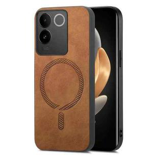 For vivo S17e Retro Magsafe Magnetic PU Back Cover Phone Case(Brown)