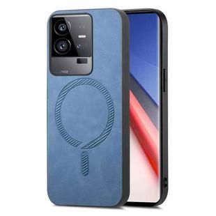 For vivo iQOO 11 Pro 5G Retro Magsafe Magnetic PU Back Cover Phone Case(Blue)