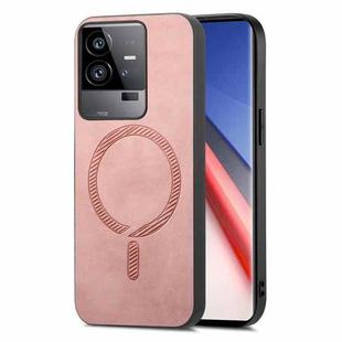 For vivo iQOO 11 Pro 5G Retro Magsafe Magnetic PU Back Cover Phone Case(Pink)