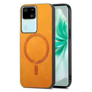 For vivo S18 / S18 Pro 5G Retro Magsafe Magnetic PU Back Cover Phone Case(Yellow)