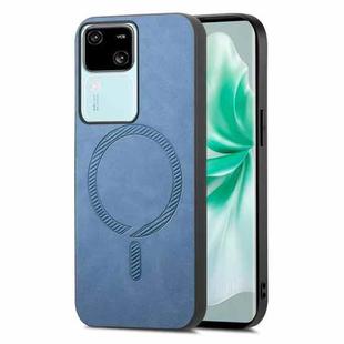 For vivo S18 / S18 Pro 5G Retro Magsafe Magnetic PU Back Cover Phone Case(Blue)