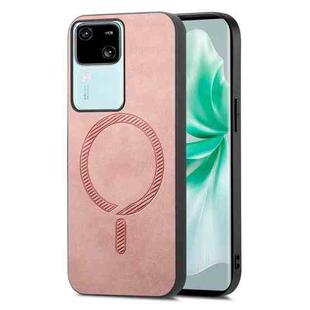 For vivo S18 / S18 Pro 5G Retro Magsafe Magnetic PU Back Cover Phone Case(Pink)