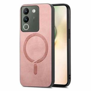 For vivo Y200 / V29e Retro Magsafe Magnetic PU Back Cover Phone Case(Pink)