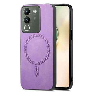 For vivo Y200 / V29e Retro Magsafe Magnetic PU Back Cover Phone Case(Purple)