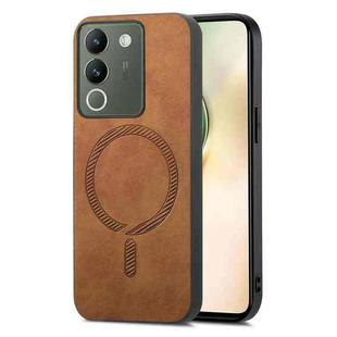 For vivo Y200 / V29e Retro Magsafe Magnetic PU Back Cover Phone Case(Brown)