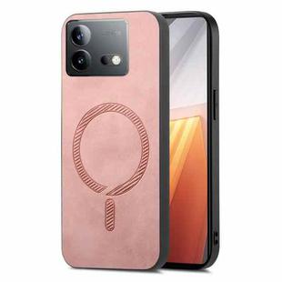 For vivo iQOO Neo8 /8 Pro Retro Magsafe Magnetic PU Back Cover Phone Case(Pink)