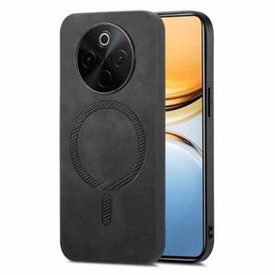 For vivo Y300+ Retro Magsafe Magnetic PU Back Cover Phone Case(Black)