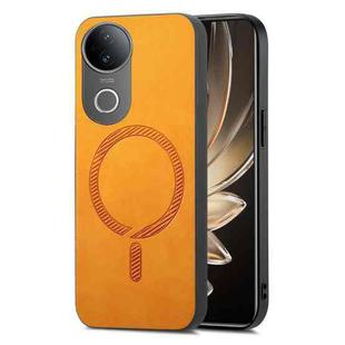 For vivo S20 Retro Magsafe Magnetic PU Back Cover Phone Case(Yellow)
