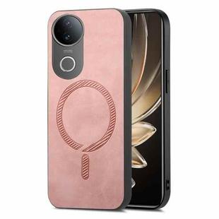 For vivo S20 Retro Magsafe Magnetic PU Back Cover Phone Case(Pink)