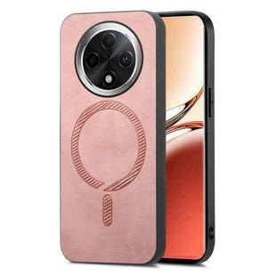 For OPPO A3 Pro Retro Magsafe Magnetic PU Back Cover Phone Case(Pink)