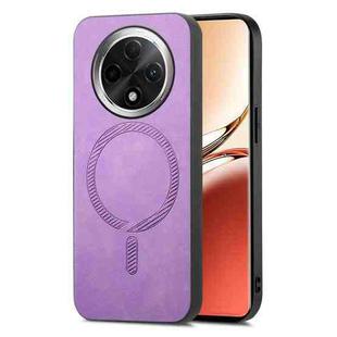 For OPPO A3 Pro Retro Magsafe Magnetic PU Back Cover Phone Case(Purple)