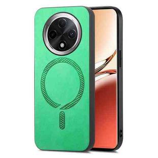 For OPPO A3 Pro Retro Magsafe Magnetic PU Back Cover Phone Case(Green)