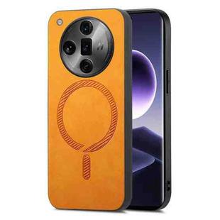 For OPPO Find X7 5G Retro Magsafe Magnetic PU Back Cover Phone Case(Yellow)