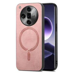 For OPPO Find X7 5G Retro Magsafe Magnetic PU Back Cover Phone Case(Pink)