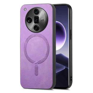 For OPPO Find X7 5G Retro Magsafe Magnetic PU Back Cover Phone Case(Purple)