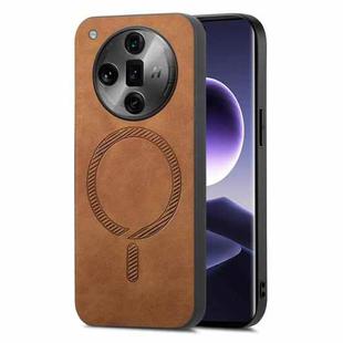 For OPPO Find X7 5G Retro Magsafe Magnetic PU Back Cover Phone Case(Brown)