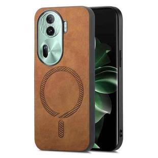 For OPPO Reno11 Pro 5G Global Retro Magsafe Magnetic PU Back Cover Phone Case(Brown)