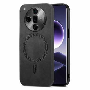 For OPPO Find X7 Ultra 5G Retro Magsafe Magnetic PU Back Cover Phone Case(Black)