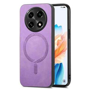 For OPPO A2 Pro Retro Magsafe Magnetic PU Back Cover Phone Case(Purple)