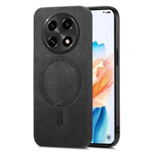 For OPPO A2 Pro Retro Magsafe Magnetic PU Back Cover Phone Case(Black)
