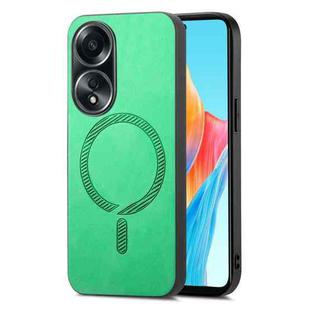 For OPPO A58 4G Retro Magsafe Magnetic PU Back Cover Phone Case(Green)