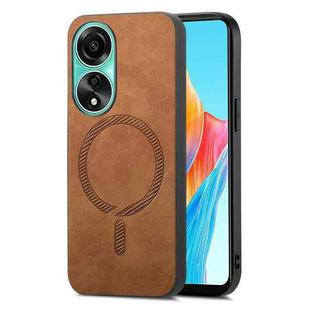 For OPPO A78 4G Retro Magsafe Magnetic PU Back Cover Phone Case(Brown)