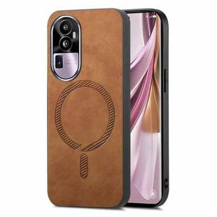 For OPPO Reno10 Pro+ 5G Retro Magsafe Magnetic PU Back Cover Phone Case(Brown)