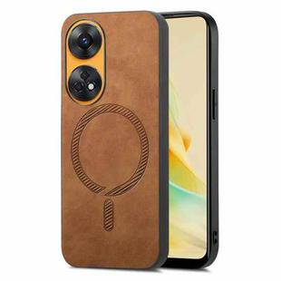For OPPO Reno8 T / A1 Pro Retro Magsafe Magnetic PU Back Cover Phone Case(Brown)
