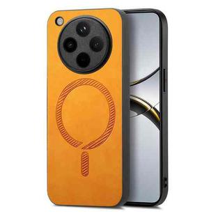 For OPPO Find X8 Pro Retro Magsafe Magnetic PU Back Cover Phone Case(Yellow)
