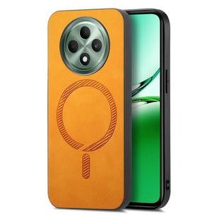 For OPPO F27 5G Retro Magsafe Magnetic PU Back Cover Phone Case(Yellow)