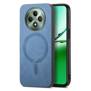 For OPPO Reno12 F 5G Retro Magsafe Magnetic PU Back Cover Phone Case(Blue)