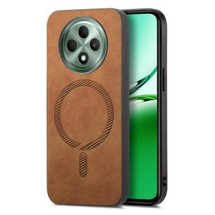 For OPPO Reno12 F 5G Retro Magsafe Magnetic PU Back Cover Phone Case(Brown)