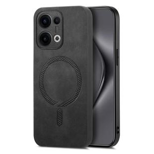 For OPPO Reno13 5G Retro Magsafe Magnetic PU Back Cover Phone Case(Black)