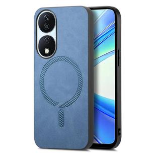 For Honor X7b Retro Magsafe Magnetic PU Back Cover Phone Case(Blue)
