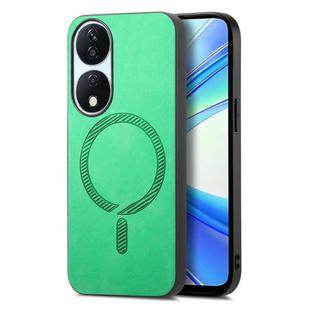 For Honor X7b Retro Magsafe Magnetic PU Back Cover Phone Case(Green)