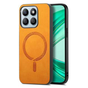 For Honor X8b Retro Magsafe Magnetic PU Back Cover Phone Case(Yellow)