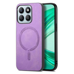 For Honor X8b Retro Magsafe Magnetic PU Back Cover Phone Case(Purple)