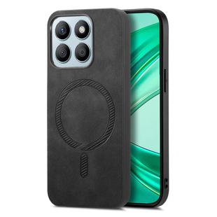 For Honor X8b Retro Magsafe Magnetic PU Back Cover Phone Case(Black)