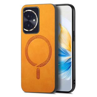For Honor 100 Retro Magsafe Magnetic PU Back Cover Phone Case(Yellow)