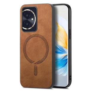 For Honor 100 Retro Magsafe Magnetic PU Back Cover Phone Case(Brown)