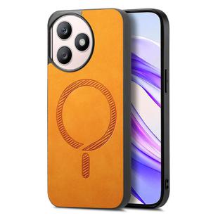 For Honor X50i+ Retro Magsafe Magnetic PU Back Cover Phone Case(Yellow)