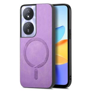 For Honor Play 50 Plus 5G Retro Magsafe Magnetic PU Back Cover Phone Case(Purple)